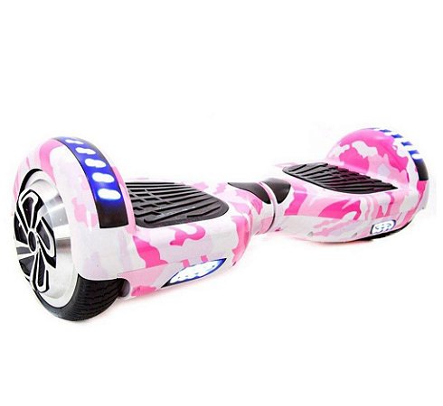 Hoverboard Skate Elétrico Smart Balance Wheel 6,5 Polegadas com Bluetooth - Rosa Camuflado