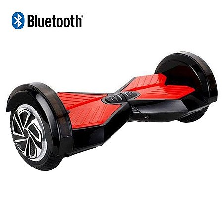 Hoverboard Skate Elétrico Smart Balance Wheel com Bluetooth 8 polegadas - Preto com Vermelho