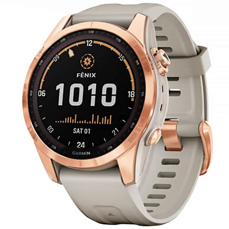 Relógio Multi Esportivo Garmin Fenix 7S Solar com pulseira 42mm Rosa com Dourado com tela Touch