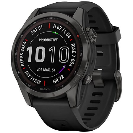 Relógio Multi Esportivo Garmin Fenix 7S Safira Solar com pulseira 42mm Cinza + Monitor Cardíaco + Pagamentos com tela Touch - Lançamento envio imediato!