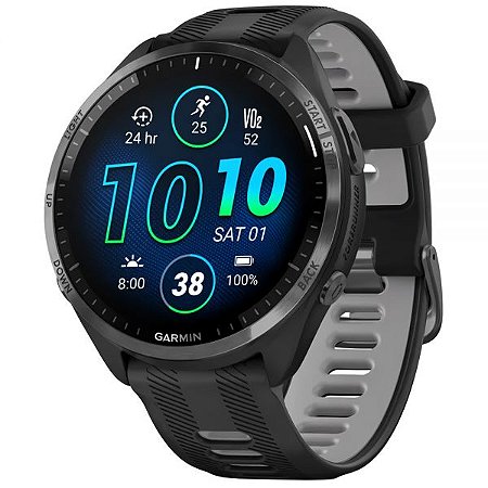 Relógio Garmin Forerunner 965 Vidro Gorilla Glass 3DX em Titânio Preto/Grafite claro com 13 Sensores+32GB+Wifi RF 010-02809-00 (Lançamento)