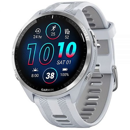 Relógio Garmin Forerunner 965 Gelo/Grafite claro Vidro Gorilla Glass 3DX em Titânio com 13 Sensores+32GB+Wifi RF 010-02809-01 (Lançamento)