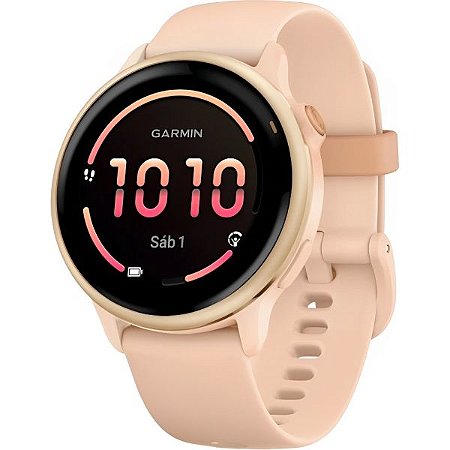 Relógio Garmin VivoActive 6 Branco com Pulseira Pink (Metallic Pink Dawn) +GPS+Glonass 010-02985-01