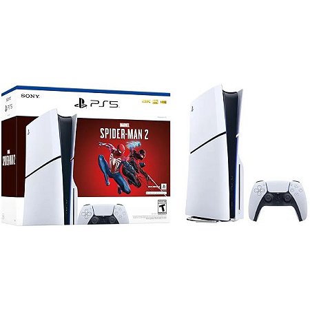 Console Sony Playstation 5 1TB Slim Versão Digital CFI-2015B 8K Bivolt Branco/Preto + Spider-Man 2