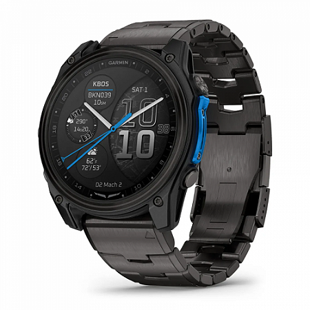 Relógio Multi Esportivo Garmin Aviator D2 Mach 2 Pro Cinza Titanium 51mm com pulseira ventilada com tela Touch e Lanterna Inteligente