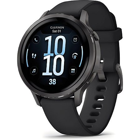 Relógio Garmin VENU 4 Bezel (Preto) Tela super Brilhante com Monitor Cardíaco+GPS Glonass e Oximetro + Altimetro Barometrico com Garmin Pay - 010-03013-02