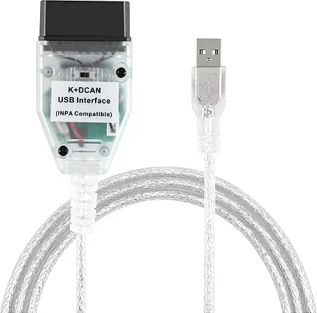 Cabo de programação Interface K+DCAN OBD2 e Diagnóstico INPA com Interruptor BMW conector USB