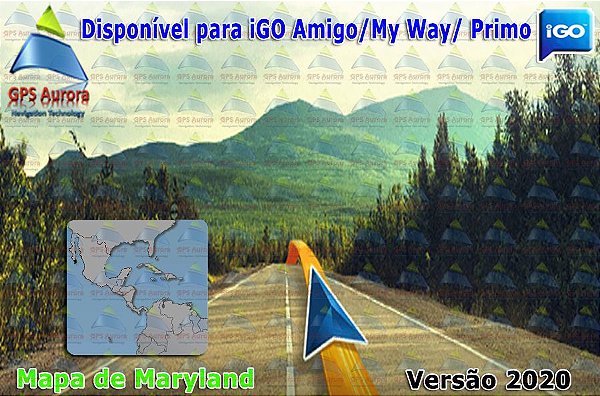 Atualização iGO para GPS ou Cartão - Mapa de Maryland 2022 + POIS