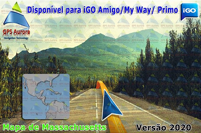 Atualização iGO para GPS ou Cartão - Mapa de Massachusetts 2020 + POIS