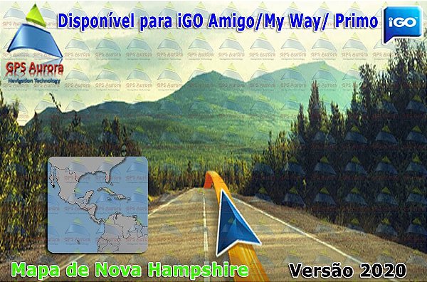 Atualização iGO para GPS ou Cartão - Mapa de Nova Hampshire 2022 + POIS