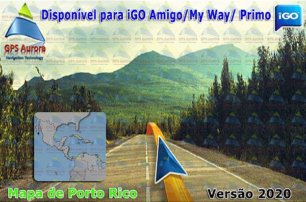 Atualização iGO para GPS ou Cartão - Mapa de Porto Rico 2022 + POIS