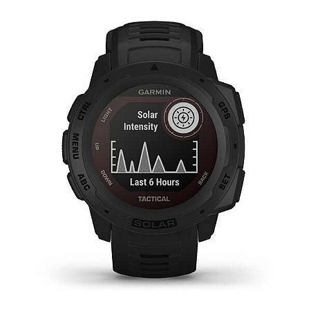 Relógio Garmin Instinct Solar vidro PowerGlass Preto com GPS e Monitor de Atividades no Pulso