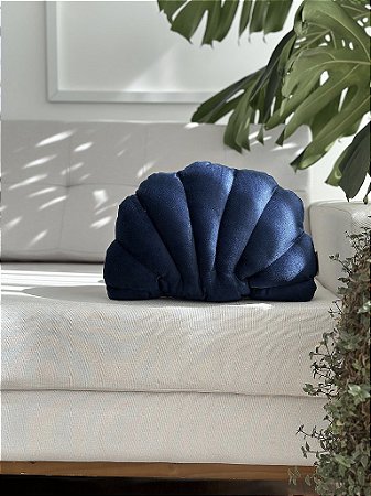 Almofada Náutica Decorativa Concha em Veludo 38x28