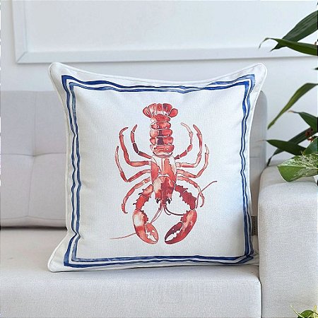 Almofada Náutica Lagosta Vermelha em Linhão 45x45