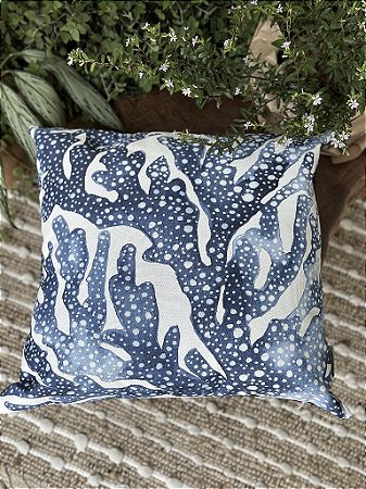 Almofada Náutica Coral Azul em Linhão 45x45