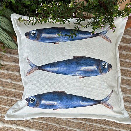 Almofada Náutica Peixes Sardinhas em Linhão 45x45