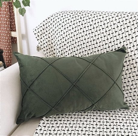 Almofada Drapeada Verde Suede 30x50 cm