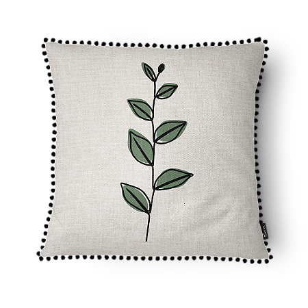 Almofada Folhas com Pompom