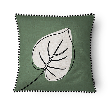 Almofada Folha com Pompom Verde