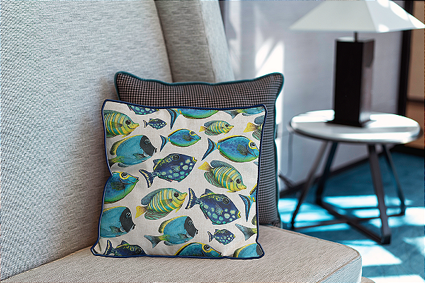 Almofada Náutica Peixes 45x45 cm