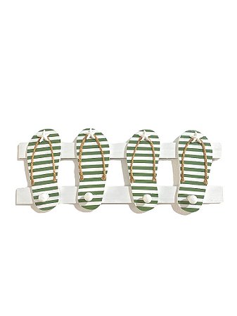 Cabideiro Chinelinho Verde 40 cm Decoração Náutica Praia