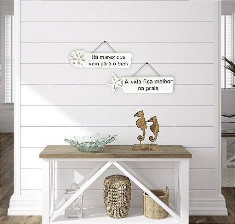 Plaquinha Decorativa Há mares que vem para o bem Decoração de Parede em madeira