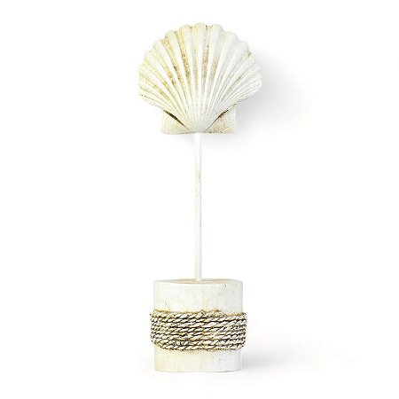 Enfeite Decorativo Pedestal Concha Branca 30 cm