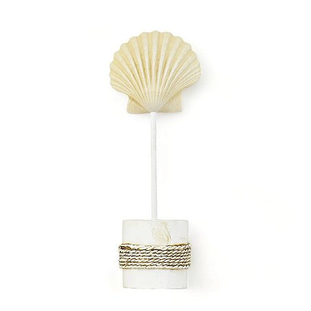 Enfeite Decorativo Pedestal Concha Bege 30 cm