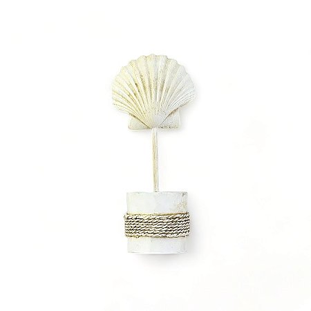 Enfeite Decorativo Pedestal Concha Branca 25 cm