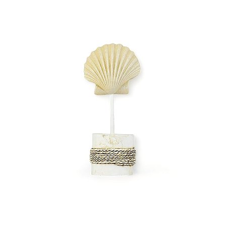 Enfeite Decorativo Pedestal Concha Bege 25 cm