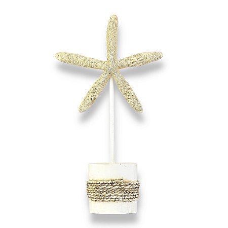 Enfeite Decorativo Pedestal Estrela Bege 30 cm