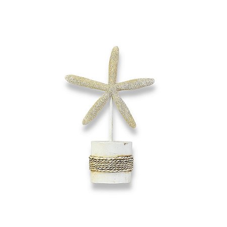 Enfeite Decorativo Pedestal Estrela Bege 25 cm