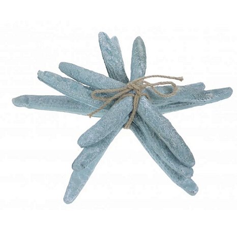 Trio de Estrelas Decorativa De Mesa Azul Claro em Resina 16 cm