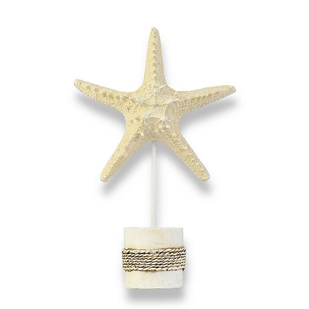 Enfeite Pedestal Estrela Bege 30 cm