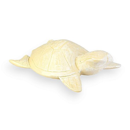 Tartaruga Decorativa Bege em Cerâmica 20 cm