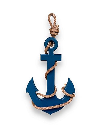 Enfeite Âncora Azul 45 cm com corda Decoração Náutica Praia