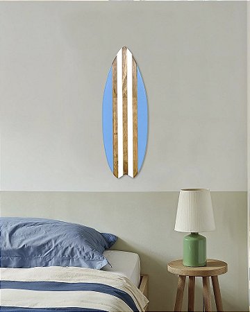 Enfeite Prancha de Parede Azul e Branca 50x18x2
