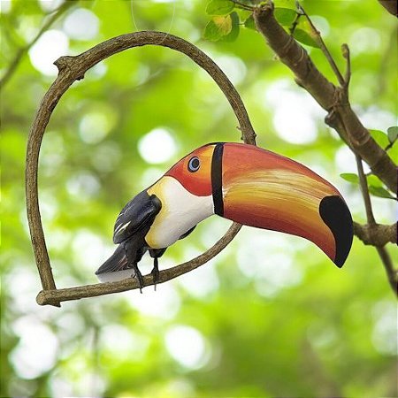 Enfeite Tucano de Madeira no Cipó