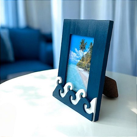 Porta Retrato Ondas Azul Escuro para Fotos 10x15 cm