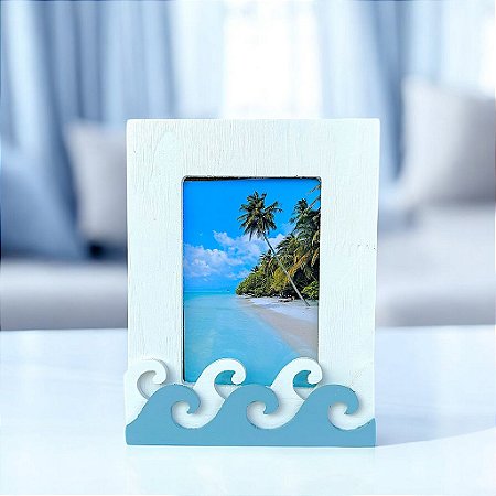 Porta Retrato Ondas Branco para Fotos 10x15 cm