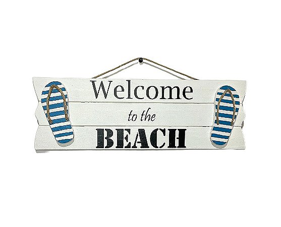 Placa Decorativa Náutica Welcome to the Beach Decoração Praiana