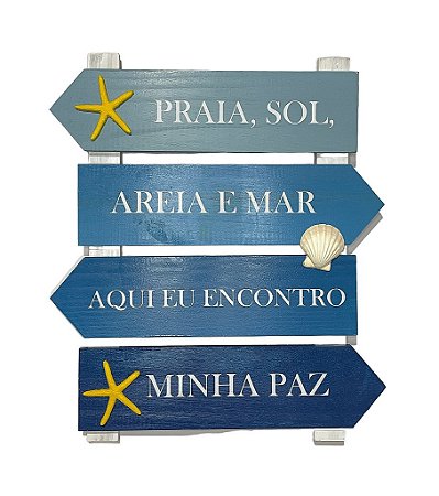 Placa Decorativa Náutica Praia, Sol, Areia e Mar Decoração de Parede em madeira