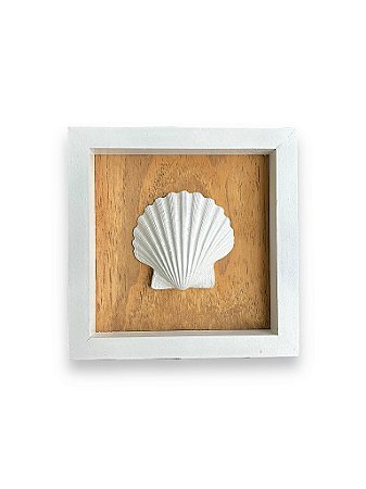 Quadro Concha Branca de Resina Decoração Náutica de Parede