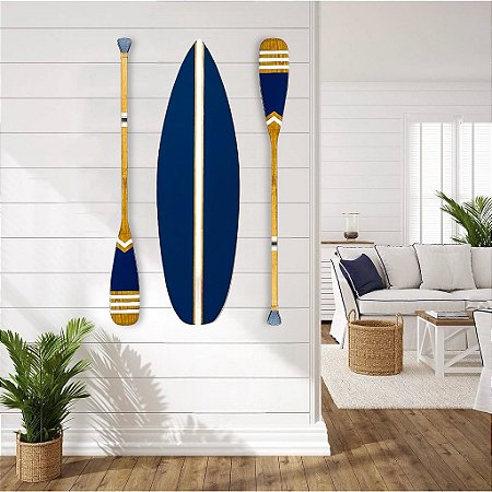 Prancha Náutica Azul Marinho Decoração de Parede em Madeira