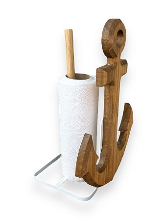 Porta Papel Toalha Âncora Marrom Decoração Náutica de Mesa