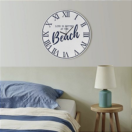 Enfeite Relógio Náutico Romano Branco Life Beach em Madeira