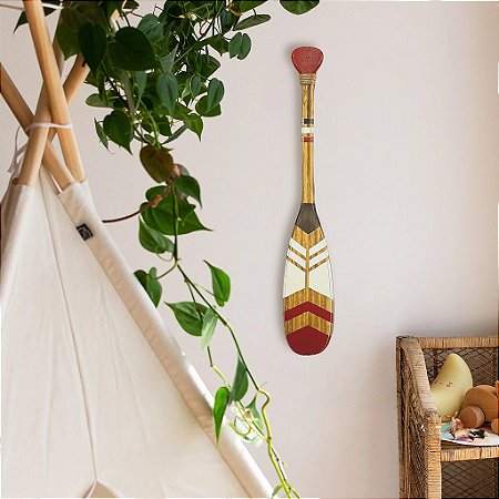 Remo Decorativo Canadense Ponta Vermelha 55 cm Decoração de Parede em madeira para Casa de Praia e Náutica