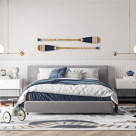 Remo Decorativo Azul Marinho com listras 130 cm Decoração Náutica Praia