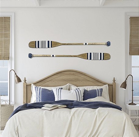 Remo Decorativo Azul escuro listrado 130 cm Decoração Náutica Praia