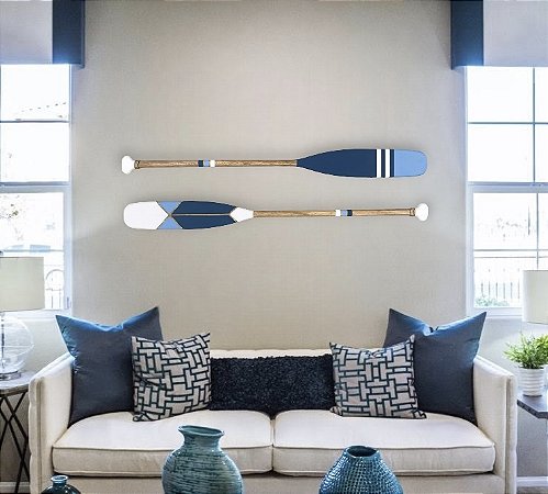 Remo Decorativo Ponta Azul Claro 130 cm Decoração Náutica Praia